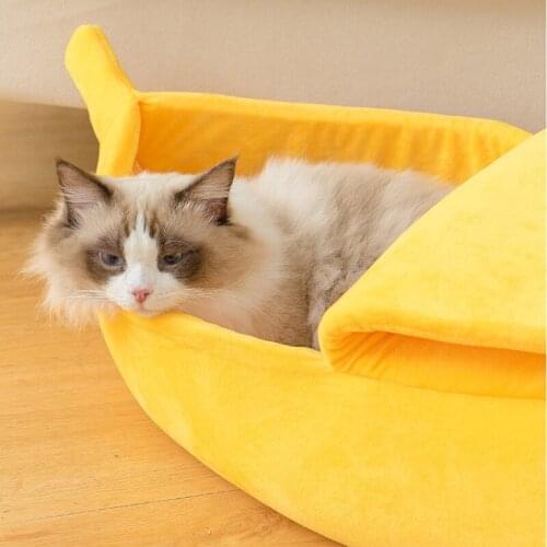 Banana Shape Pet Dog Cat Bed Nesk House Mat Durable Kennel Doggy Puppy Cushion Basket Warm Portable Dog Cat Supplies S/M/L/XL