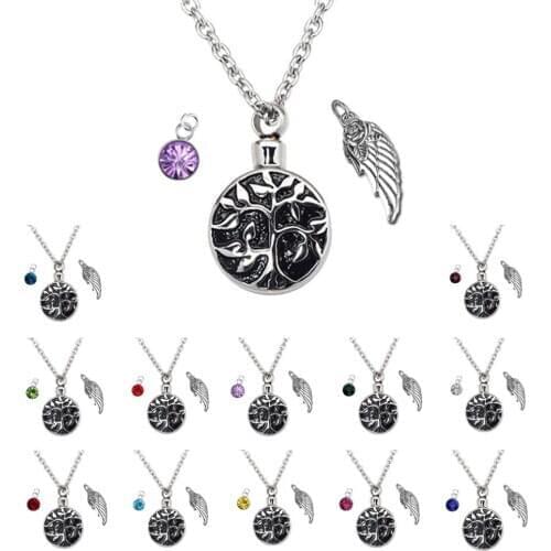 Tree of Life Memorial Ashes Urn Necklaces Stainless Steel Cremation Pendant Jewelry