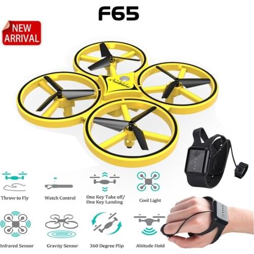 NYR F65 RC Drone Smart Watch 360 Degree Flip Throw To Fly Gesture Control Altitude Hold Quadcopter Childrens Toy Gift