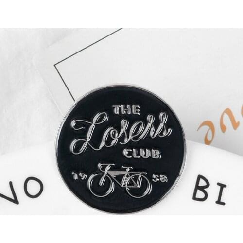 The loser club Enamel Pin Custom Black Bike Round Badge Brooches Bag Clothes Lapel pin Simple Fun Punk Jewelry Gift for Friends