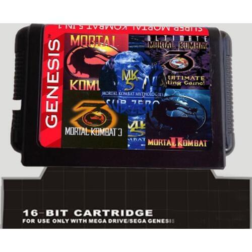 MK 5 In 1 Mortal Kombat Collection 16 bit MD Game Card For Sega Mega Drive For Genesis