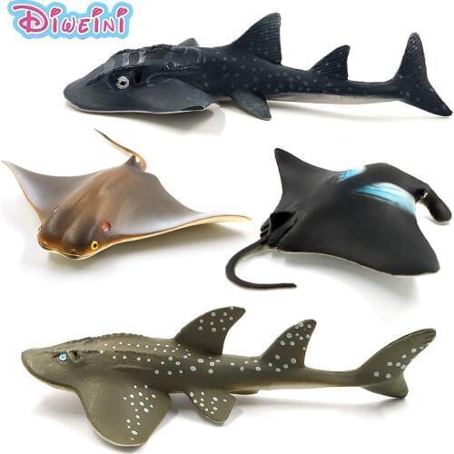 Simulation Little devil fish Manta Ray guitarfish figure plastic animal model fairy craft home decoration decor Gift For Kids