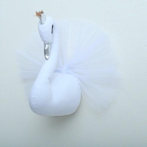 INS Plush Toys Swan Stuffed Animals Stuffed Dolls Wall Hanging Decor for Baby Nursery Decoration 3D Animal Head Wall Hanging