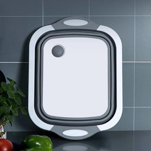 Creative Multifunctional Folding Cutting Board Kitchen Plastic Retractable Drain Basket Wash Basin Portable Anti-mold Household