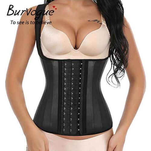 Burvogue Latex Waist Corset Women 25 Steel Boned Waist Cincher Corset Modeling Strap Waist Trainer Bustiers & Corsets Plus Size