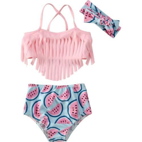 Summer Baby Girl Swimwear Little Girl 2Pcs Ruffle Halter Bikini Bathing Suit Pink Swimsuit Set a