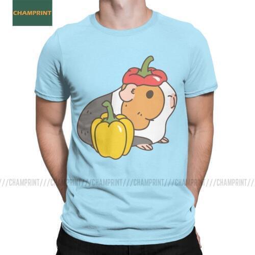 Bell Pepper Cherry Tomatoes And Guinea Pig Men T Shirts Cute Animal Lover Animals Pet Tees Short Sleeve T-Shirts 100% Cotton Top