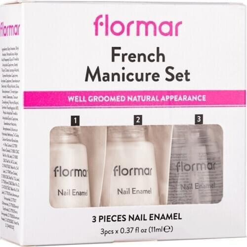 Flormar French Manicure Set Nail Gel Nail Care Nail Polish Set of 3
