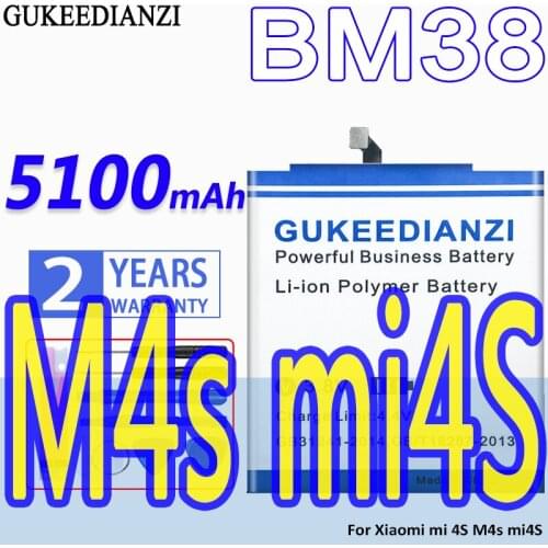 GUKEEDIANZI New BM38 Mobile Battery For Xiaomi mi 4S M4s mi4S Rechargeable Real 5000mAh Batteries For Xiaomi mi 4S M4s mi4S