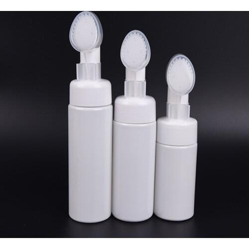 100ml,150ml,200ml Empty Froth Foaming Pump Bottle With Silicone Brush Head Plastic Face Cleaning Foam Bottles