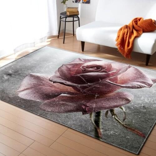 Romantic Valentines Day Large Carpet Rose Flower 3D Printing Home Rugs Wedding Decor For Living Floor Carpets Room Bedroom Mats