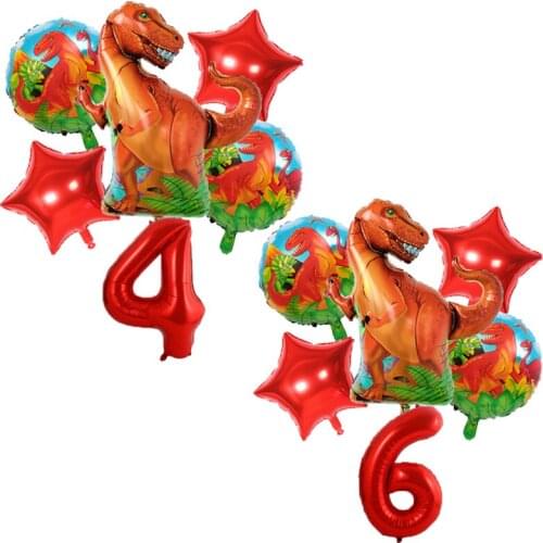 Cartoon Big Dinosaur Aluminum Foil Number Balloon Baby Shower Dinosaur Party Boy Birthday Party decor Supplies Kid Classic Gifts