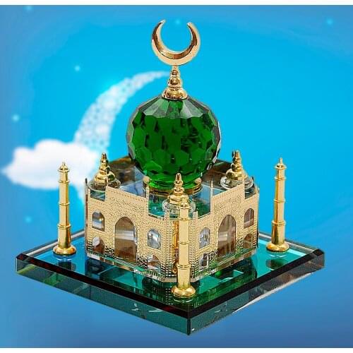 Crystal Gilded Taj Mahal Miniature Collectible Architecture Figurines Home Miniature Indian Building Handicraft Tabletop Decor