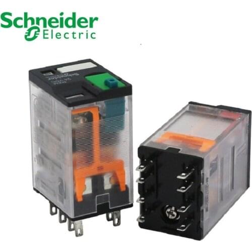Schneider electric RXM miniature plug-in relays with LED （5pieces）RXM2A 2CO 12A 12 VDC-110 VDC 24 VAC-230 VAC electromagnetic