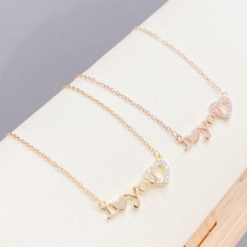 Showfay Korean Couple English Letters ILOVEYOU Love Pendant Necklace Female Chain Accessories All-Matching Jewelry Wholesale