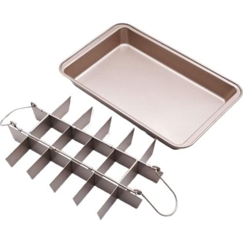 Non Stick Brownie Pan with Removable Dividers 18 Cavity Chocolate Cake Baking Tray Kitchen Carbon Steel Bakeware