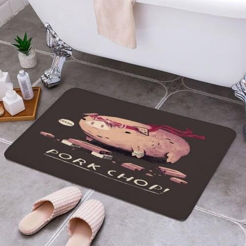 Pork chop! 3D Print Doormats Rectangle Non-Slip DoorMat Bedroom Kitchen Entrance Print Door rugs Dropshipping