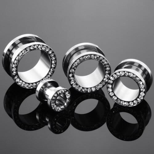 2-20mm 2Pcs Stainless Steel Round Ear Plugs Tunnels Piercing Ear Stretcher Expanders Gauges Earrings Piercing Body Jewelry