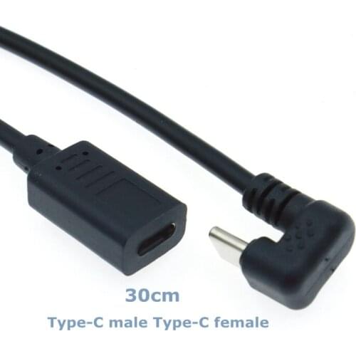 30cm U-Shaped 180 Degree USB C-Type Male to Female Extension Cable for Mobile Hard Disks for Mobile Phones and Tablets