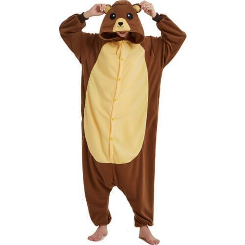 Large XXL Women Brown Kigurumi Pajamas Bear Costume Onesies For Adult Jumpsuit Sleepwear Men Animal Pyjamas Cosplay Christmas
