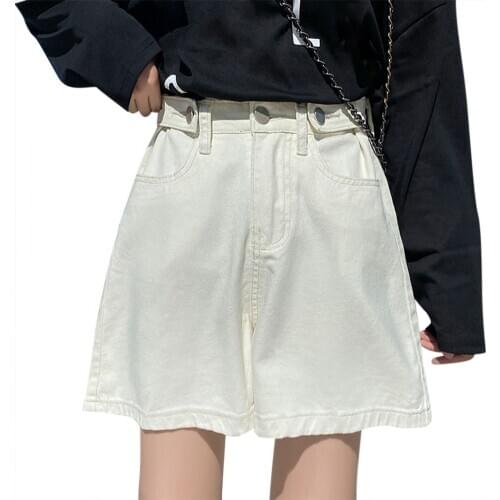 Woman Denim Shorts Classic High Waist Wide Leg Female Casual Summer Short Jeans For Women -MX8