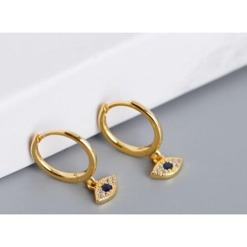 1Pair 925 Sterling Silver Eye Earrings for Women Ear Cuffs Trend Fashion Jewelry Evil Eye Hanging Earrings