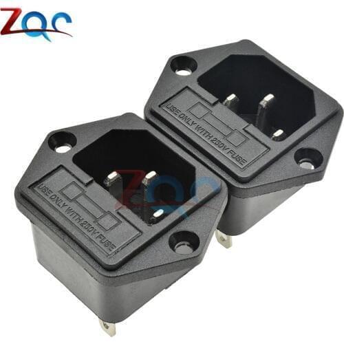 AC-03 3 PIN IEC320 C14 Male Power Cord Inlet AC Power Socket Receptacle Connector With Fuse Holder interface 250V 10A