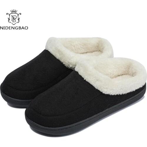 Winter Mens slippers Home Indoor Warm Shoes Thick Bottom Plush Cotton House slippers man Cotton shoes 2020 New Big Size 44 45