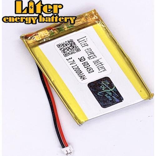 1.5MM 2pin connector 3.7 V 603450 1200mah Rechargeable lipo battery e-books GPS PDA Recreational machines