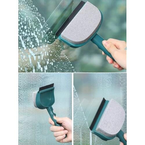 1pc Glass Cleaning Brush Long Handle Sponge Brush Cars Window Glass Scraper Glass Wiper Cleaner Household Window Cleaning Tool