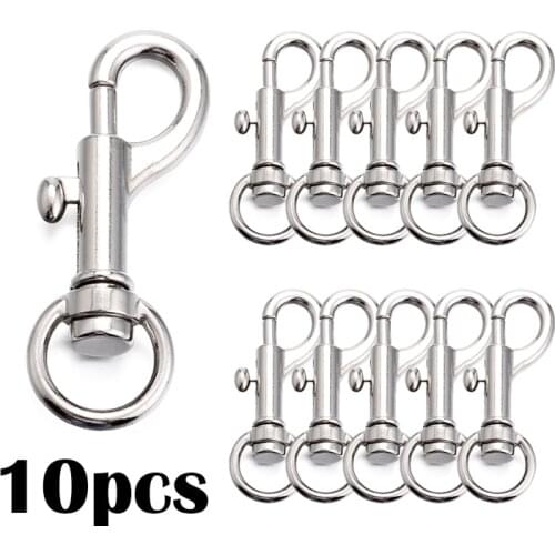 10pcs 45.5mm Chaveiro Heavy Duty Strong Zinc Alloy Swivel Snap Hook Key Chain For Keychain DIY Dog Bag Accessories Nickel Plated