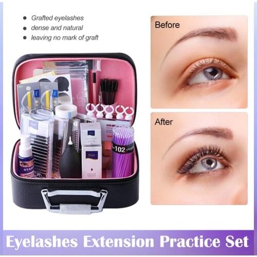 22PCS Beauty Salon Special Eyelash Extension Kit Eyebrow Comb Fake Eyelashes Tweezers Glue Gel Remover Eyelashes Practice Set