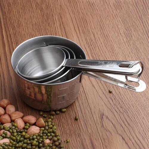 4Pcs Stainless Steel Measuring Cup Spoon Seasoning Scoop Kitchen Cooking Tools