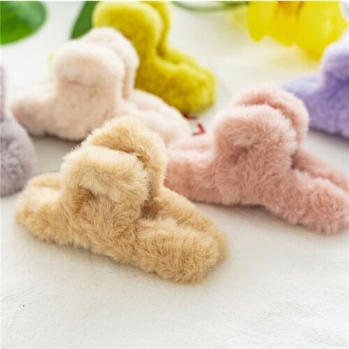 Kawaii accessories winter headband plush hair clip tiara cute peluche clips spinki do wlosow for women barette cheveux claw bow