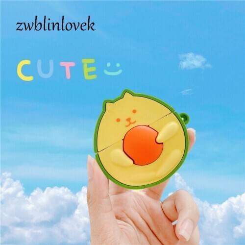 Avocado Cute Cat Creative Couple Silicone Earphone Protective Case For Airpods 1 2 Pro Cartoon Cover 2021