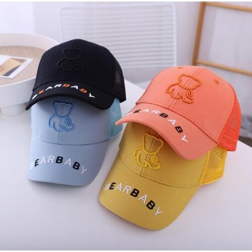 Doitbest 2021 Mesh Children Baseball Cap Bear Baby Letters Summer HipHop kids Sun Hats Boys Girls hat Caps snapback gorras