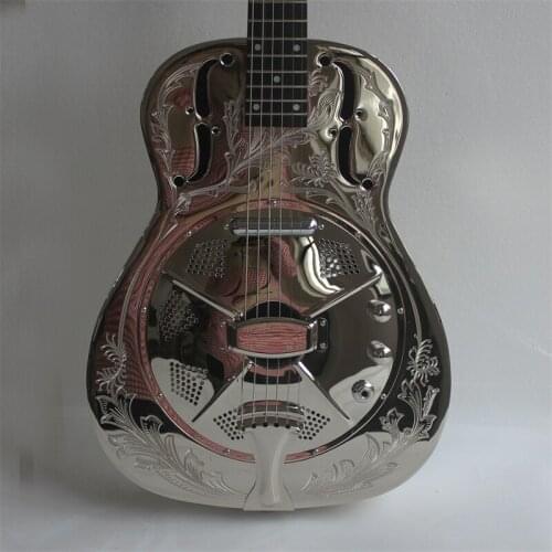 Jonathan Brand Hawaii Tree Palm Pattern O Style Brass Body Electric Resonator Guitar, resophonic guitars