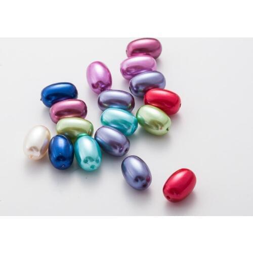 100pcs With Hole ABS Imitation Pearl Beads 8*10MM Oval Shape Acrylic Spacer Beads for Necklace Jewelry Jewelry Making Findings