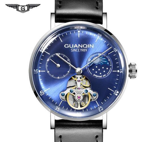 GUANQIN Clock Men Mechanical 3D Curver Tourbillon Automatic waterproof Watch Men Skeleton Wristwatch Relogio Masculino