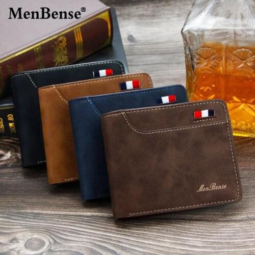 Menbense Mens Short Wallets Retro Bifold Male Walet Handbag Clutch Bag Card Holder Money Coin Change Stripe Patchwork Bags