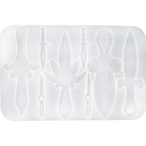 Knife Resin Mold Different Shape Sword Dagger Silicone Epoxy Mould for Halloween Cosplay Keychain Decoration DIY Casting