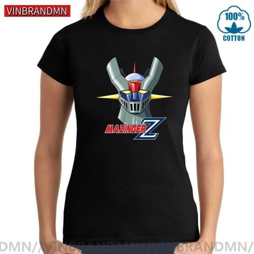 Cartoon Mazinger Z T-Shirt Women Old Classic Manga Robot Warrior Movie Tee Shirt Girls Fashion Short Sleeves Cotton Basic Tshirt