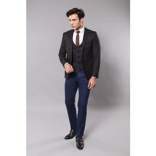 Checked Vested Brown Suit