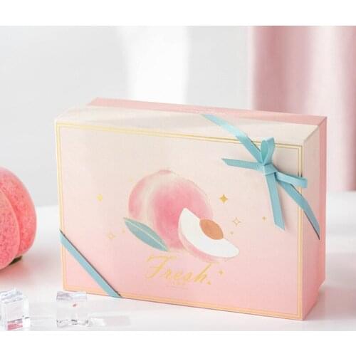 AVEBIEN 2021 Creative High-end Fresh And Cute Pink Fruit Pattern Box Birthday Wedding Party Gifts Packaging Box boite cadeaux
