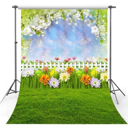 Mehofond Spring Backdrop Natural Scenery Grassland Garden Flower Fence Baby Portrait Cake Photography Background for Photo Studi