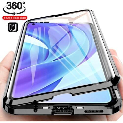 360° metal bumper adsorption magnetic flip covers case for xiaomi mi 11 lite light 11lite 6.55'' double-sided glass coque fundas
