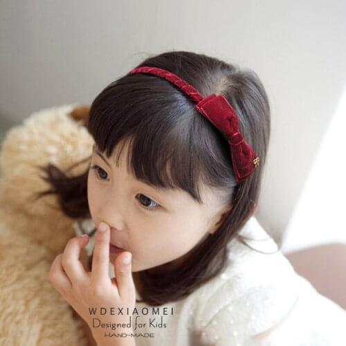 Cute Solid Colour Bow Headband Girls Children Sweet Velvet Bowknot Hairbands Hair Band Fashion Kids Hair Hoop Accessories Gifts