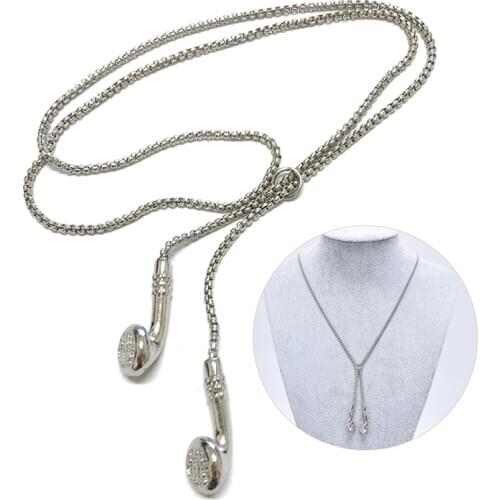 Fashion Jewelry Men Necklace Hip Hop Music Headphone Pendant Necklaces Cool Gifts Mens Long Chains