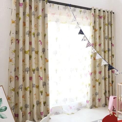 Cartoon Curtains for Living dining Room Bedroom Printed Fabric Window Screen Pony Childrens Room Finished Product Customization