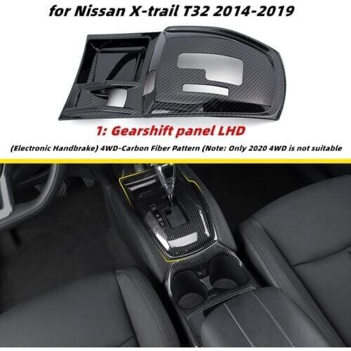 For Nissan X-trail T32 X Trail Rogue Xtrail 2014-2020 Gear Center Control Shift Panel Stickers ABS Cover Shift Panel Cup Holder